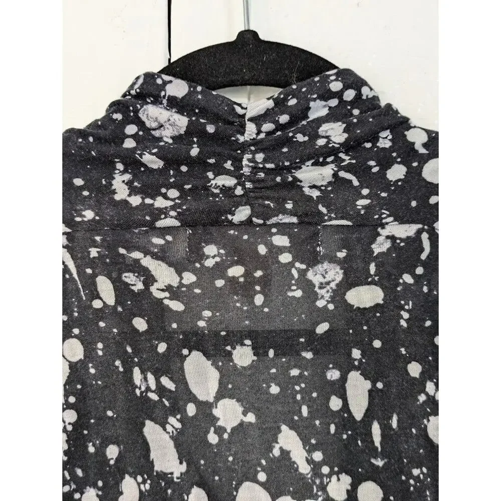Michael Kors Womens Small Abstract Splatter Stretch Cowl Neck Top Elevated Basic